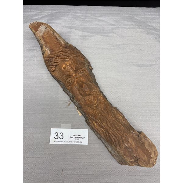 Rick's River Bark Men Carved Face From the Log Jams of the Skeena River