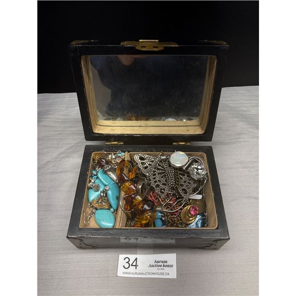 Vintage Asian Jewelry Box Full of Jewelry