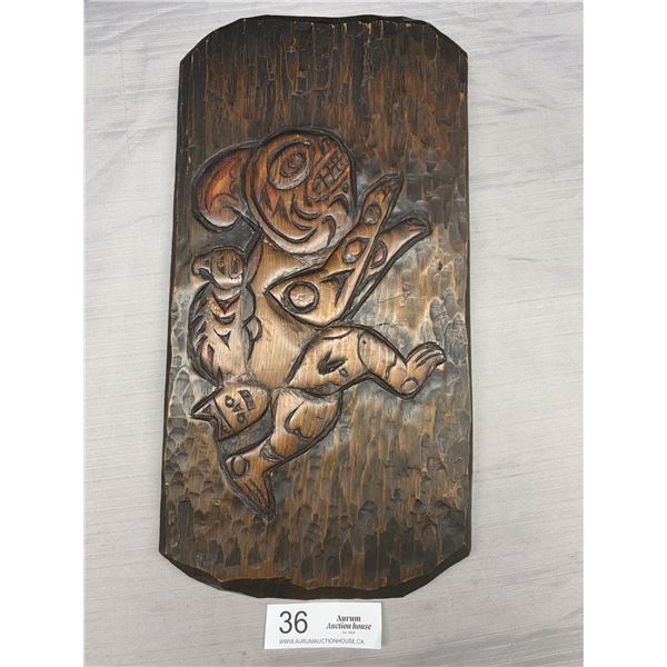West Coast Native Carved Wall Plaque Signed John Johnson