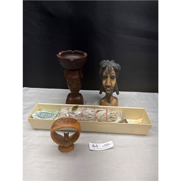 Inscent Burning Lot with Wooden Holders Ashtray Inscents etc