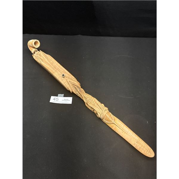 Uniquely Carved Peace Pipe With Lots of Detail