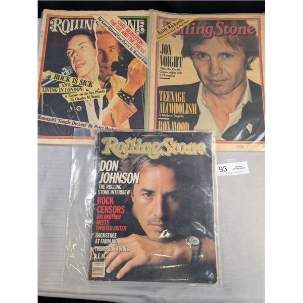 Lot of 3 Rolling Stones 1970's/80's Rolling Stone Magazines