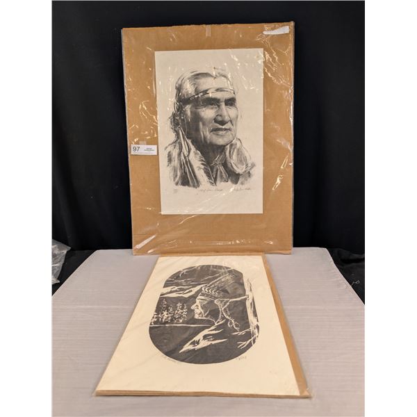 2 Vintage West Coast Native Prints Chief Dan George etc