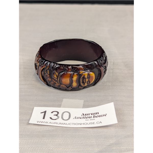 High Relief Vintage Bangle Amber Resin