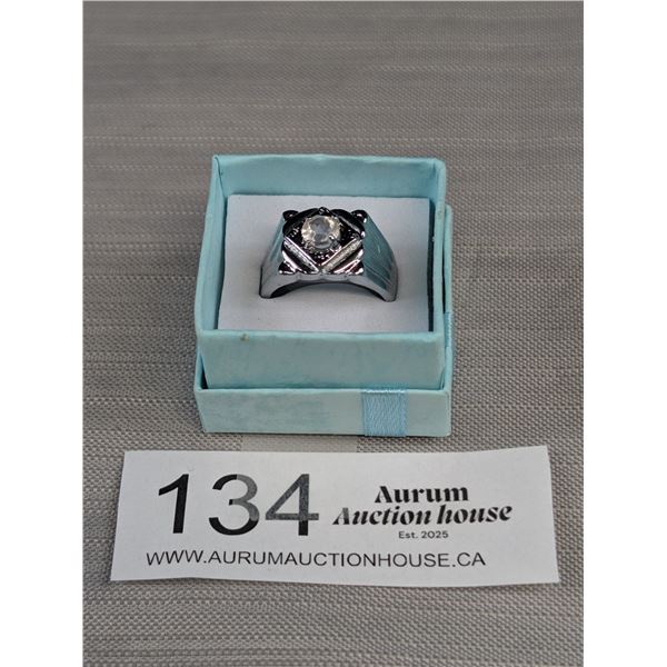 Stunning White Gold Plated Men's Faux Diamond Ring Solid