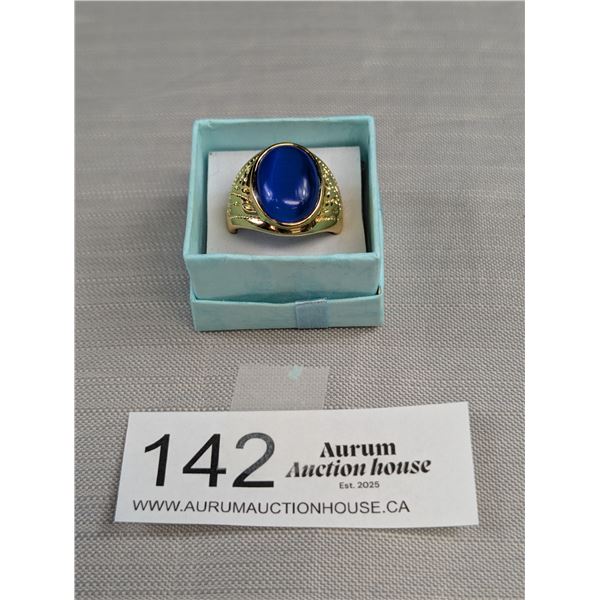 Exquisite Gold Plated Men's Star Sapphire Cabochon Ring Gorgeous Solid