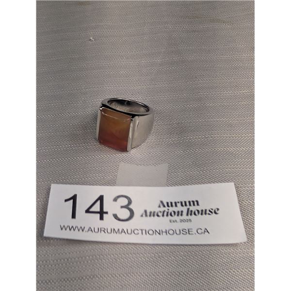 Vintage Solid Genuine Carnelian Silver Men's Ring