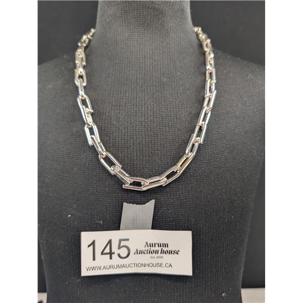 Designer Signed PILGRIM Large Link Silver Necklace Solid Classy