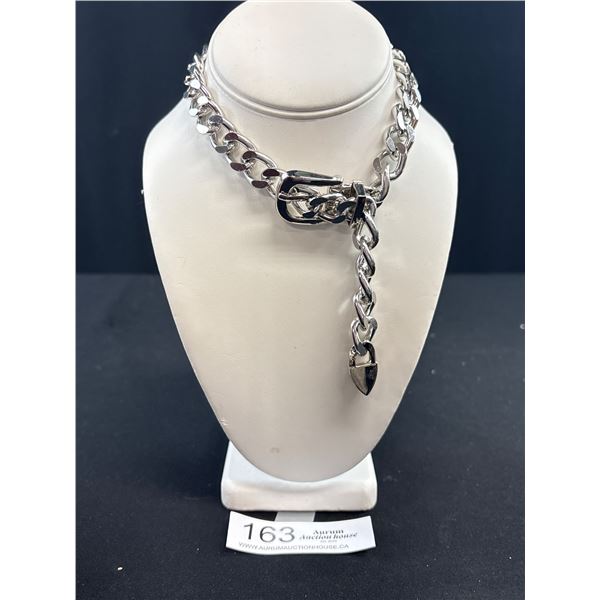 Vintage Silver Buckle Style Necklace Very Cool!