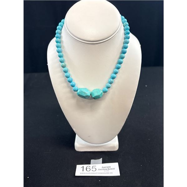 Vintage Genuine Turquoise Bead Necklace Very Nice!