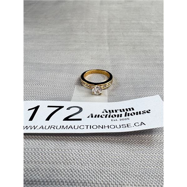 Signed 18K GP Gold Ring Set with Simulated Diamonds Quality! Vintage