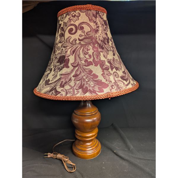 Very Nice Mid Century Lamp With Shade Wood Base No Shipping