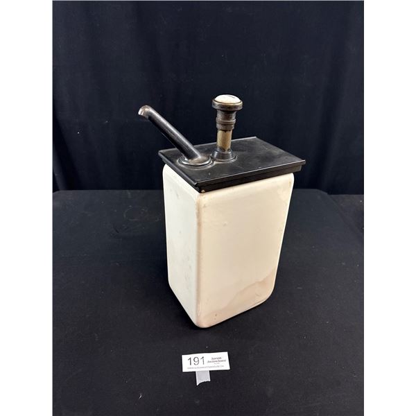 Antique Store Milk Glass Strawbeyy Syrup Dispenser