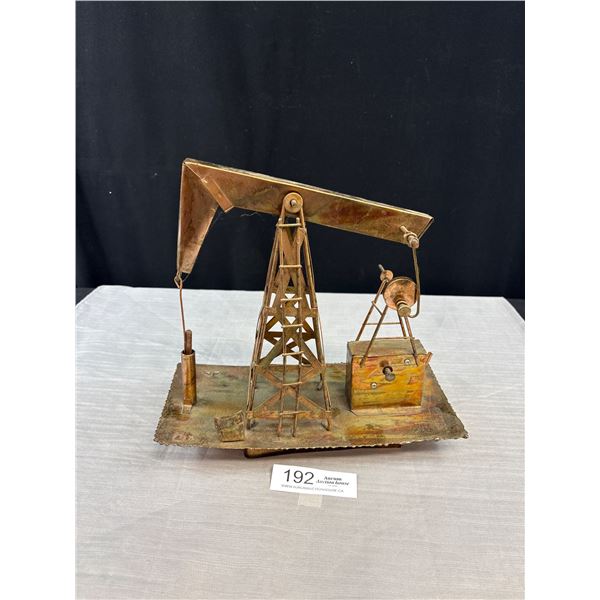 Vintage Copper-Oil Well Music Box Folk Art