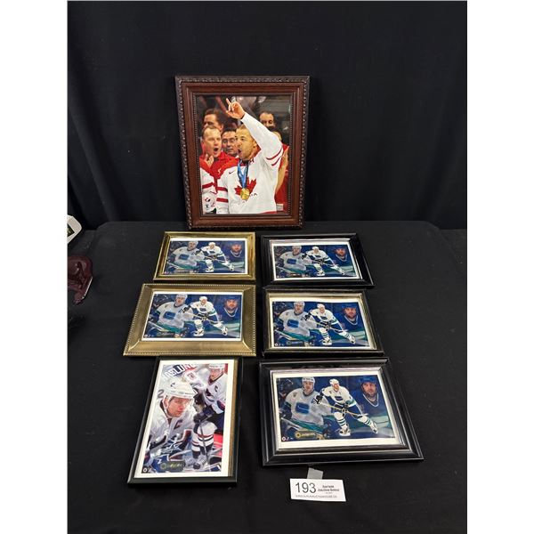 Nice Framed Photogragh Sports Lot Vancouver Canucks Olympics Some Autographed