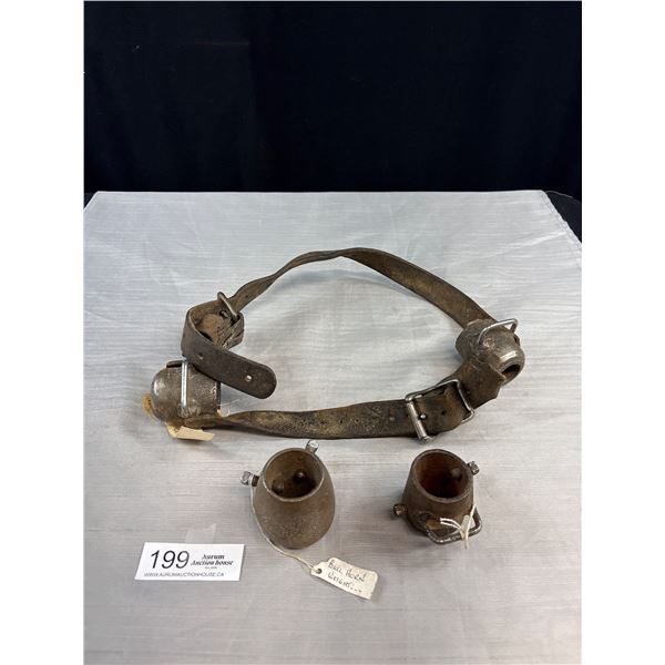 Antique Livestock Bell Set On Leather Belt