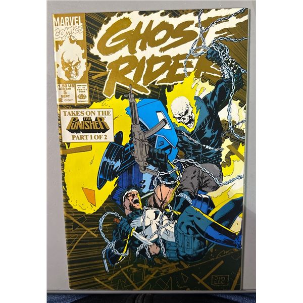 Ghost Rider #5 (1990) Marvel Comics - Takes on The Punisher Part 1 of 2