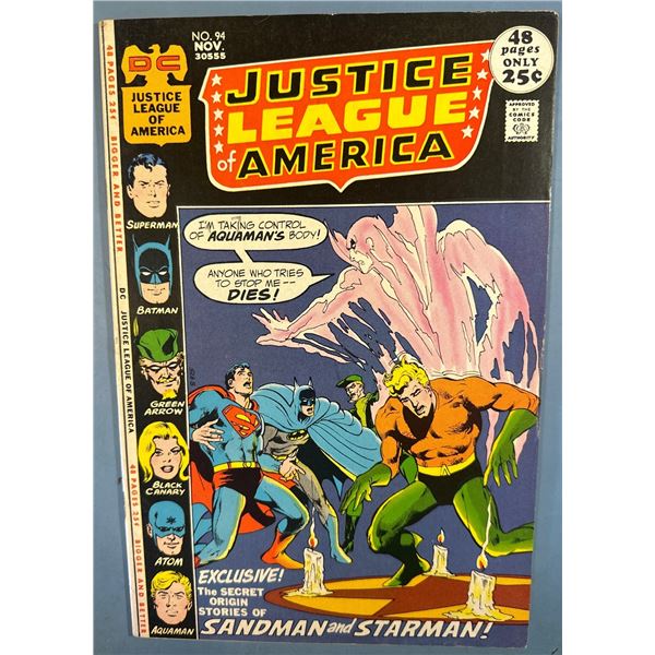 Justice League of America #94 (DC, 1971) 1st Merlyn, Sandman & Starman