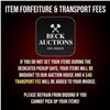 Image 1 : Item Forfeiture & Transport, Shipping, Delivery Fees & Conditions
