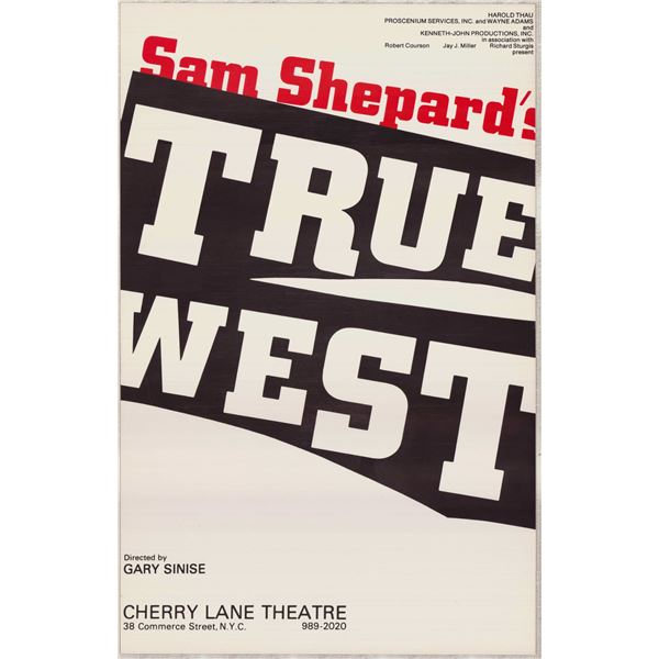 Sam Shepard's True West Original Theatre Production Poster Directed by Gary Sinise