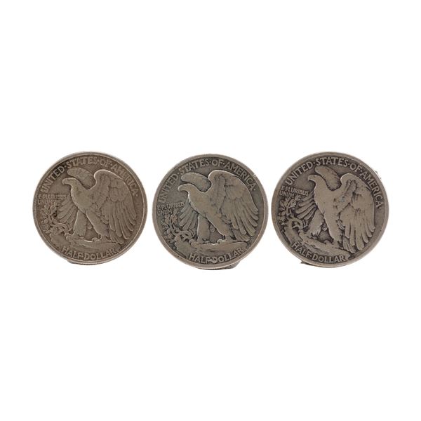 3pc 1939 to 1942-D Walking Liberty Silver Half Dollars
