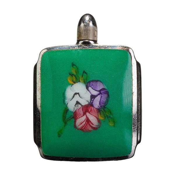Sterling Silver and Enamel Floral Snuff Bottle