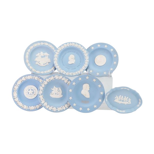 7pc Wedgwood Blue Jasperware Decorative Dishes and Sweetmeat Plates