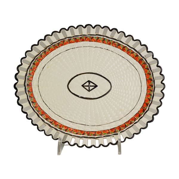 Wedgwood Creamware Etruscan Pattern Oval Platter for Neale and Bailey with Pierced Rim