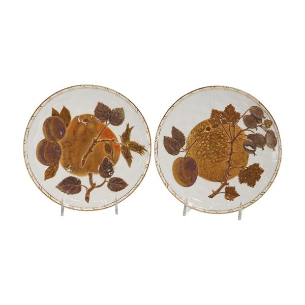 2pc Wedgwood Gilded Fruit Plates