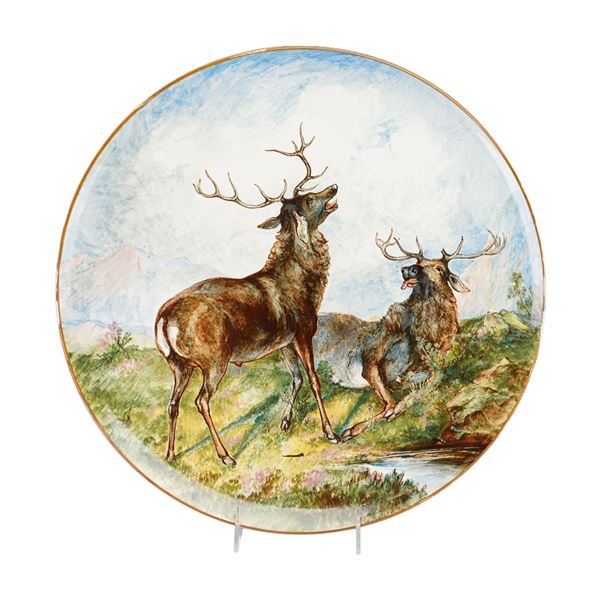 Wedgwood Hand-Painted Porcelain Stag Motif Wall Charger