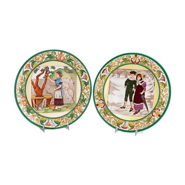 Two Wedgwood Etruria England Florentine Pattern Month Plates, February and September