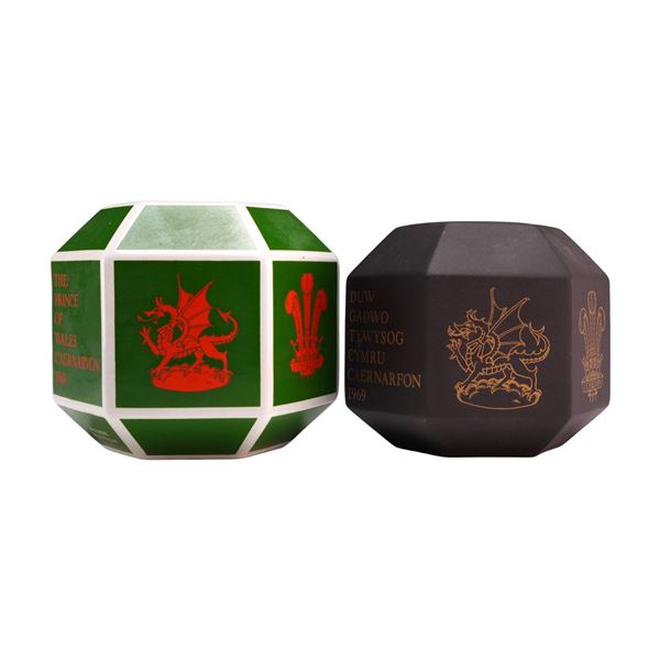 2pc Wedgwood Prince of Wales Caernarvon 1969 Commemorative Coin Banks