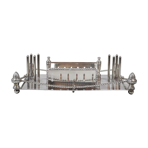Silverplated Novelty Desk Stand with Acorn Finials