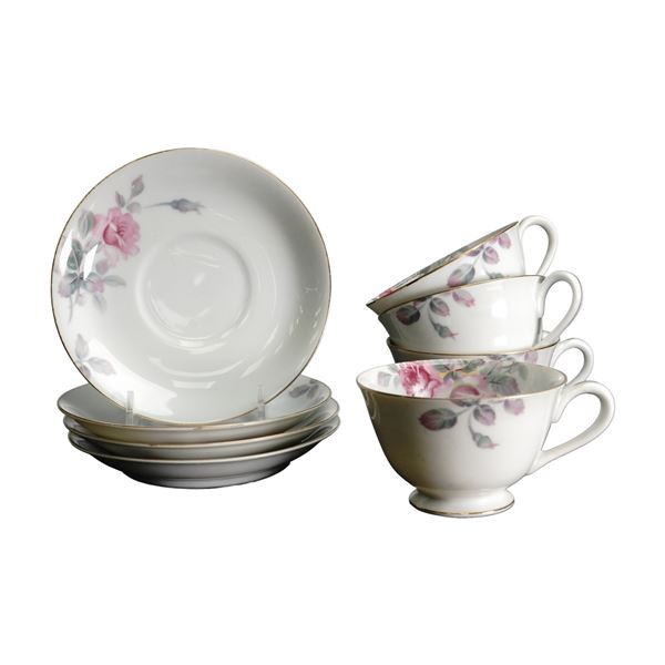 8pc Noritake Porcelain Tea Cups and Saucers, Made in Japan