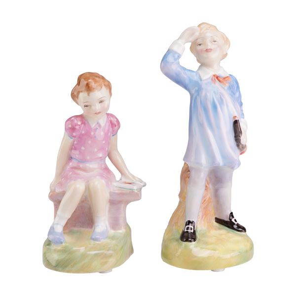 Two Royal Doulton Porcelain Figurines Once Upon a Time HN2047 and Little Boy Blue HN2062