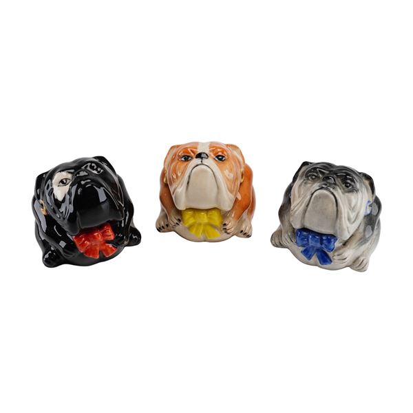 Three Kevin Francis Face Pots Trinket Boxes, Bulldogs including Prototype