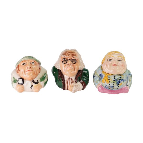 3pc Kevin Francis Ceramic Face Pots, Sherlock Holmes, Scrooge, and Fat Boy
