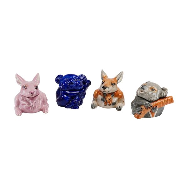 Lot of 4 Kevin Francis Face Pots Australian Animal Trinket Boxes including Blue Koala Prototype