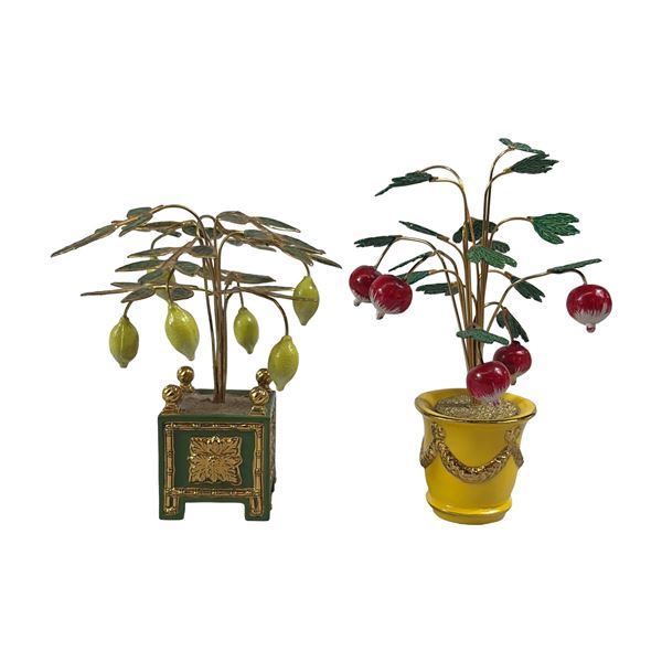 2pc Franklin Mint House of Faberge Imperial Fruit Trees