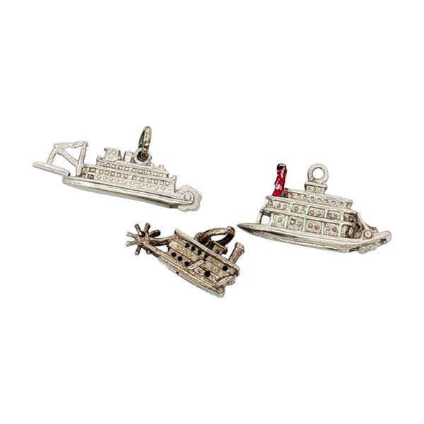 3pc Sterling and Non-Sterling Silver Miniature Boat Charms