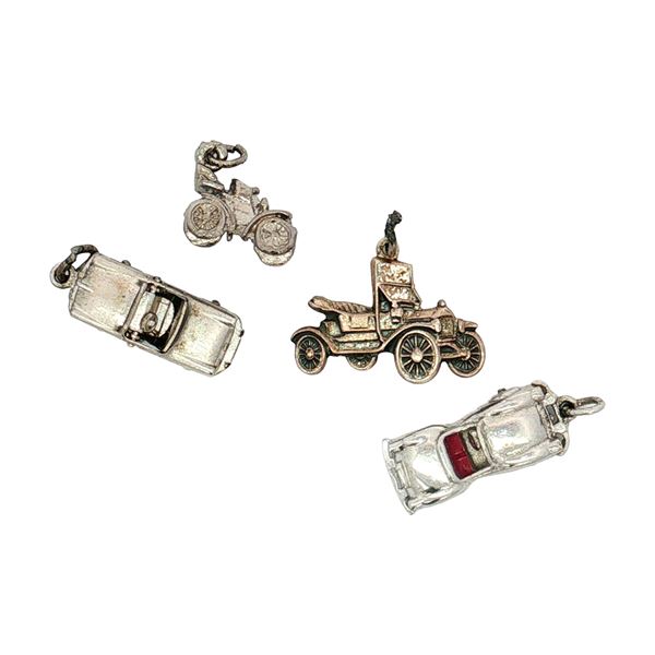 4pc Sterling and Non-Sterling Silver Vintage Cars Charms