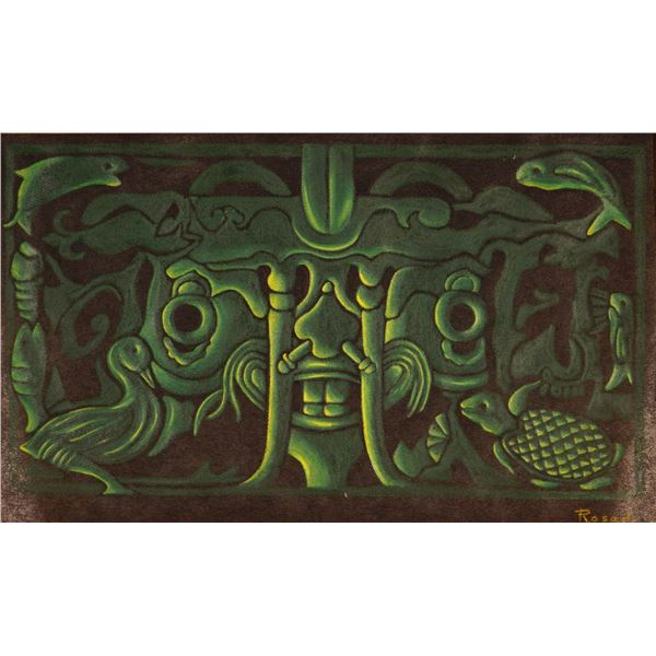 Attr. Julio Rosado del Valle, Pastel Totem Composition, Signed