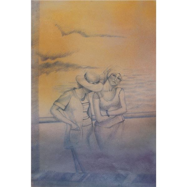 Covelli, Large Graphite and Pastel on Wove Paper, Signed