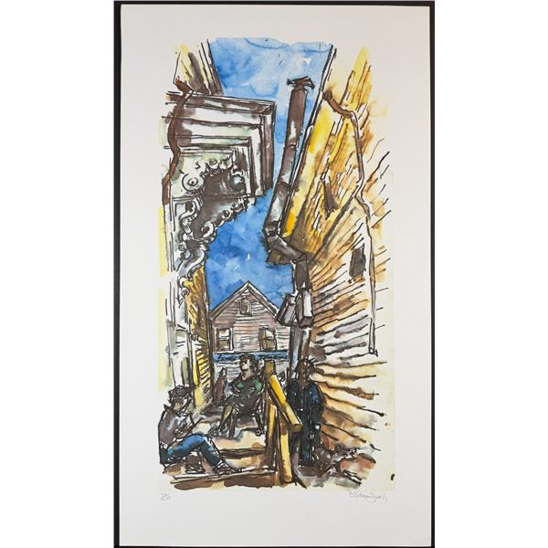 Chiam Gross (1904-1991) Lithograph, New England Street Scene, Signed