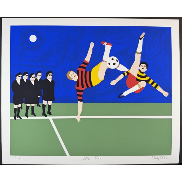 Mark Sabin (American 1936) Screenprint Stop Time (Soccer) signed
