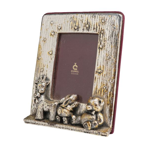 Cunill Orfebres Sterling Silver Nursery Photo Frame with Teddy Bear Rabbit and Giraffe