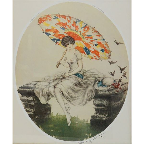After Louis Icart (French, 1888-1950), Color Print on Paper, Parasol