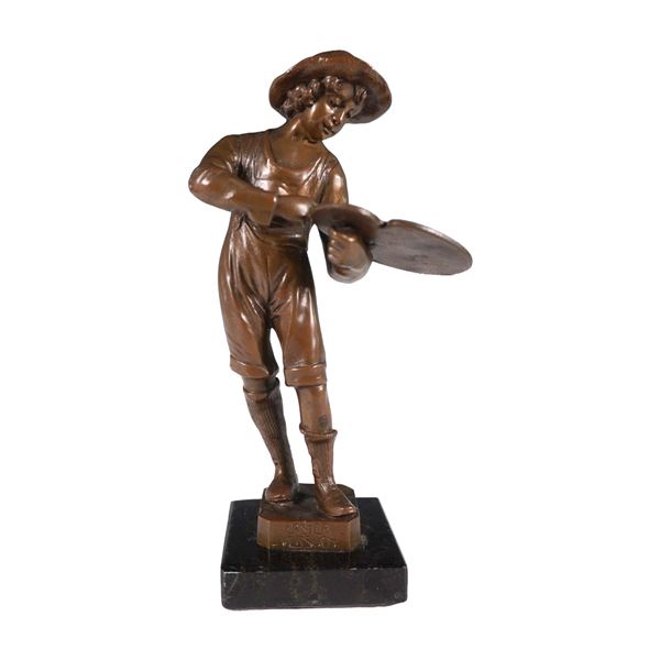 Ernst Beck Bronze Sculpture of a Young Artist