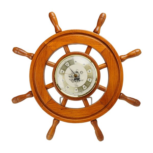 Fischer GDR Wooden Ship Wheel Barometer