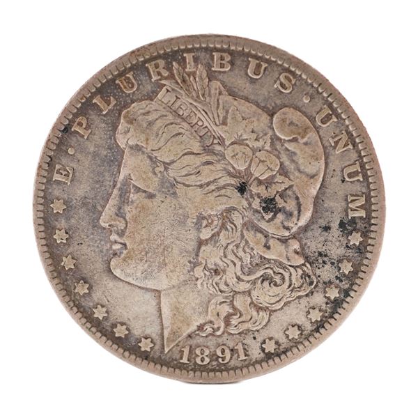 1891 U.S. Morgan Dollar 90% Silver Coin, Circulated